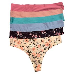 6 Pack Seamless Thongs for Women Breathable Panties Invisible Hipster Underwear